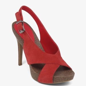 BCBG Greer Suede Crisscross Slingback Sandal